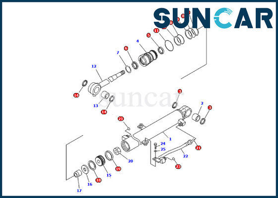 707-98-03570 Zestaw uszczelek cylindra wysięgnika Zestaw serwisowy części wewnętrznych koparki Komatsu PC09-1