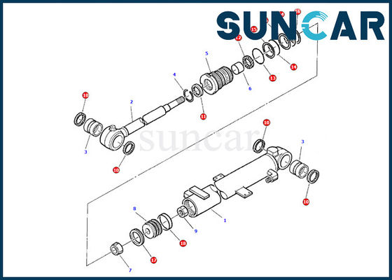 878000376 Zestaw uszczelek olejowych cylindra wysięgnika Komatsu PC07-2 Model Wewnętrzny zestaw naprawczy