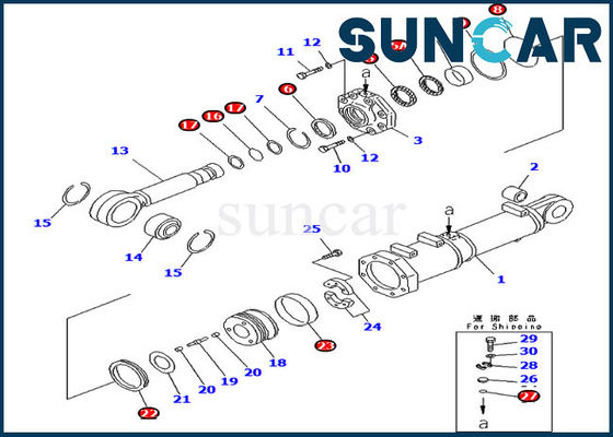 707-99-74460 Zestaw uszczelek cylindra przechyłu lemiesza Zestaw serwisowy Komatsu do spycharki skośnej D375A-3