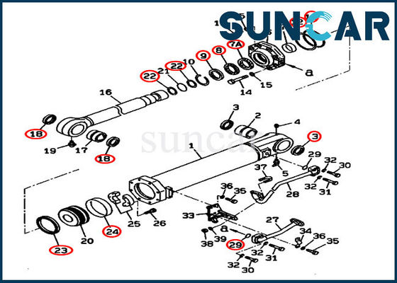 707-99-74110 7079974110 Zestawy uszczelek cylindra przechyłu zrywaka do spychacza Komatsu D375A-3D
