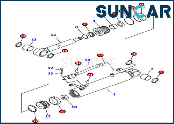 Komatsu 707-98-24700 7079824700 Zestaw serwisowy siłownika podnoszenia do modeli spycharek gąsienicowych D39EX-21