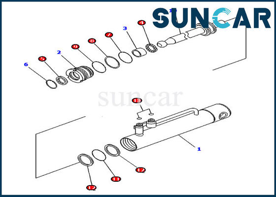 707-98-11350 Zestaw uszczelek cylindra hydraulicznego do ściągacza sworzni Pasuje do Komatsu D375A-6 D475A-5