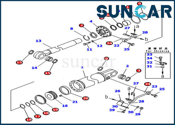 D475A-5E0 Zestaw naprawczy uszczelki cylindra przechyłu 707-99-77620 Zestawy hydrauliczne Komatsu