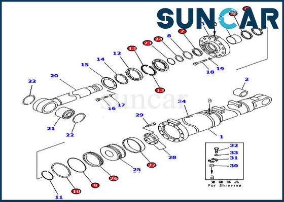 Uszczelnienie spycharki 707-99-84050 Zestawy uszczelek cylindra przechylania lemiesza D475A-5 Zestaw serwisowy Komatsu