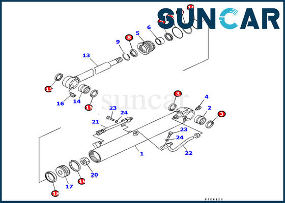 707-98-14610 Zestaw uszczelek cylindra łyżki OEM Zestaw naprawczy Komatsu pasuje do koparki PC8uu-3 R3eplacement