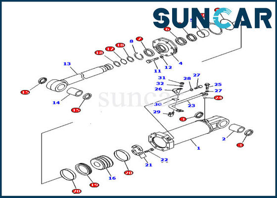 D575A-2 Komatsu Parts 707-98-84450 Zestaw naprawczy siłownika przechyłu zrywaka Zestaw uszczelek oleju hydraulicznego