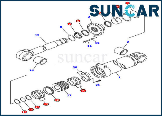 707-99-96200 Zestaw naprawczy uszczelki cylindra zrzutowego do ładowarki kołowej Komatsu WA800-3 WA900-3