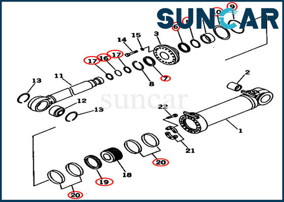 Zestaw uszczelniający podwójnego cylindra przechyłu 707-99-96201 OEM Zestawy uszczelek hydraulicznych do spycharek Komatsu
