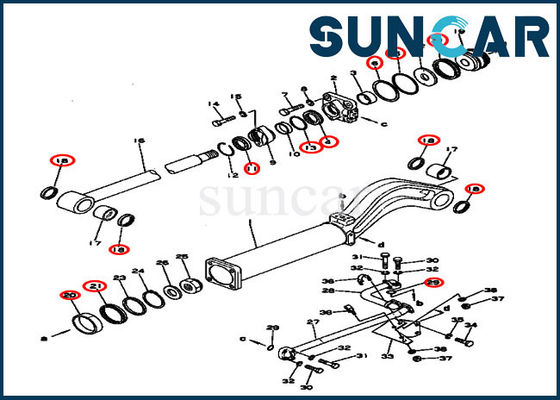 131-63-05020 Zestaw serwisowy cylindra zrzutowego 131-63-05020 Zestaw naprawczy do D53S-16 Komatsu