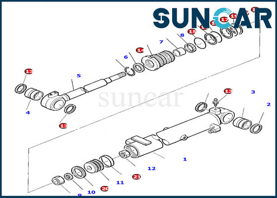 878000394 Zestaw uszczelek cylindra hydraulicznego wysięgnika Pasuje do wymiany wewnętrznej uszczelki olejowej koparki Komatsu PC10-7