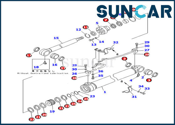 707-98-36250 Zestaw serwisowy cylindra wysięgnika koparki Komatsu PC100-6Z Zestaw naprawczy wewnętrznych części zestawu