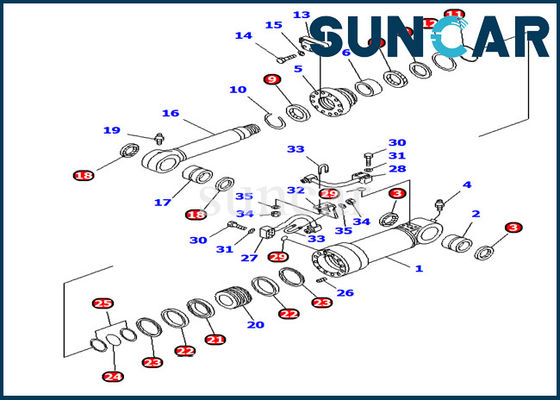 707-99-44270 Zestaw uszczelek cylindra ostrza PC128UU PC138US Zestaw serwisowy wewnętrznej uszczelki olejowej cylindra Komatsu