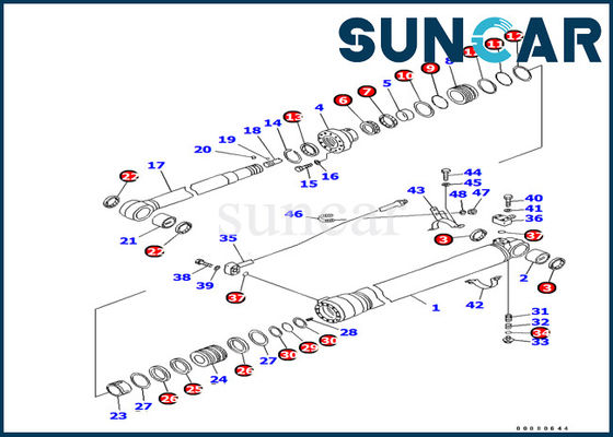 Odporność na olej 707-99-44340 Zestaw uszczelek siłownika ramienia hydraulicznego do części wewnętrznych Komatsu PC100-6Z