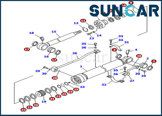 707-99-69620 Zestawy uszczelnień hydraulicznych Komatsu PC1000-1 Zestaw uszczelek siłownika ramienia Części wewnętrzne In