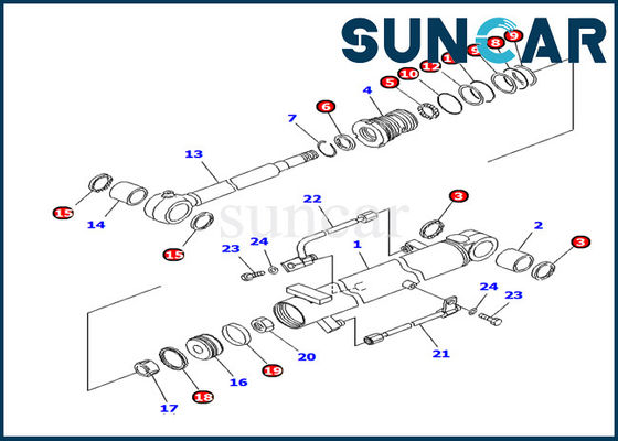 707-98-10940 Zestawy naprawcze cylindra wysięgnika Komatsu do części wewnętrznych koparki PC10MR-1