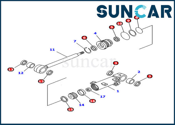 707-98-11240 Komatsu OEM Części Zestaw serwisowy cylindra podnoszenia ostrzy PC10MR-1 Części wewnętrzne koparki