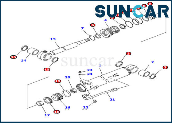 Zestaw uszczelek hydraulicznych 707-98-13880 Zestaw serwisowy siłownika wysięgnika do koparki Komatsu PC10UU-3