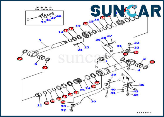 PC380 PC400 Zestaw uszczelek siłownika ramienia 707-99-67090 Zestawy serwisowe do koparek Komatsu