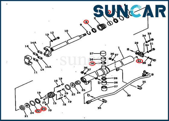 707-98-28600 7079828600 Zestaw naprawczy uszczelki siłownika podnoszenia Komatsu Spycharka gąsienicowa D60P-12 D65E-12