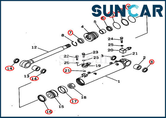 707-98-40020 Zestaw naprawczy cylindra przycinania 7079840020 Zestawy uszczelek spycharki Pasuje do Komatsu D65EX-12