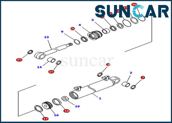 707-99-34600 Zestaw uszczelnienia podnoszenia Komatsu Cylinder Seal D61PX-12 Power Angle Power Tilt Spycharka Tilt