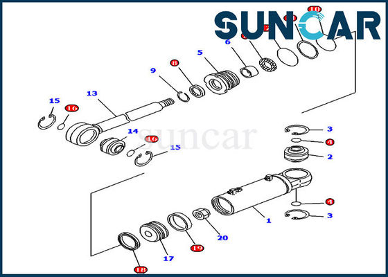 Zestaw uszczelek cylindra przechyłu spycharki 707-98-43620 Uszczelki hydrauliczne Części naprawcze Komatsu