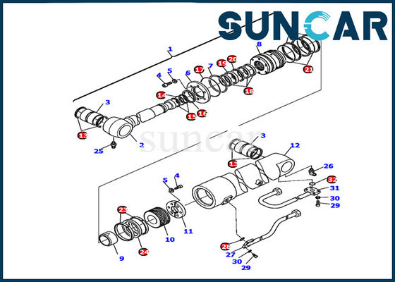 Odporność na zużycie 226-61-11220 Komatsu PC110R-1 Zestaw uszczelniający cylindra wysięgnika Zestaw uszczelek do koparki