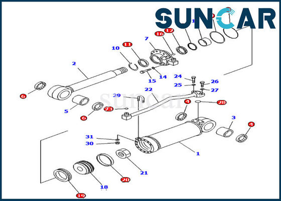 Zestaw uszczelek cylindra zrywaka 707-99-52230 Zestaw serwisowy do wymiany dla Komatsu D65E-12 D85ESS-2A