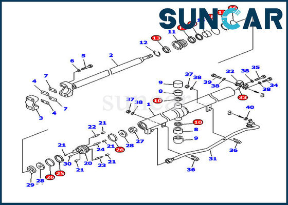Siłownik podnoszenia D85ESS-2 707-99-25890 Zestaw serwisowy Komatsu Zestawy uszczelek cylindrów spychacza