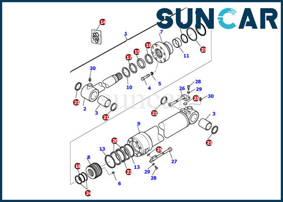 707-99-27650 Zestaw uszczelek cylindra łyżki koparki Komatsu PC110R-1 PC95R-2 Zestaw naprawczy wewnętrznej uszczelki