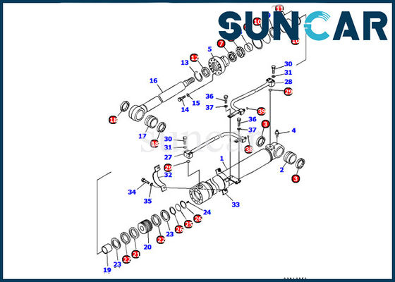 707-99-37340 Zestaw uszczelek cylindra wysięgnika Koparka Komatsu PC128US-2-A Zestaw naprawczy wewnętrznej uszczelki