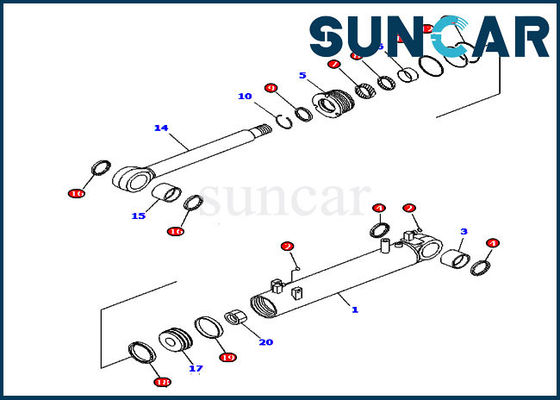 D85EX-15 D85EX-15E0 Modele 707-99-43250 Zestaw naprawczy uszczelki cylindra przechyłu Komatsu