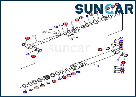 Zestaw uszczelek siłownika ramienia hydraulicznego 707-99-44390 Zestawy naprawcze do koparek Pasuje do Komatsu PC128US-2-AC