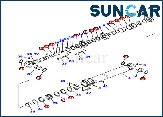Komatsu 707-99-72380 Zestaw uszczelek cylindra łyżki Wewnętrzny zestaw naprawczy PC1250-7 Model koparki
