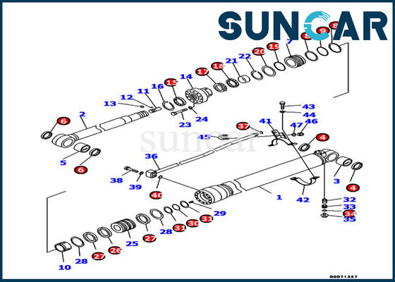 707-99-45170 Części do naprawy hydraulicznej koparki Komatsu Pc130-8 Zestaw uszczelek siłownika ramienia modelu