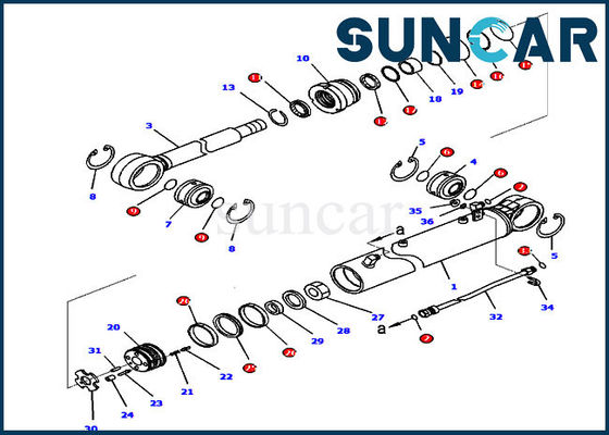 Zestaw uszczelniający do cylindra kątowego D65WX-16 707-99-36680 Zestaw naprawczy do cylindra spycharki Komatsu