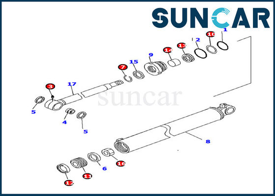 707-98-35330 Zestaw uszczelek cylindra Komatsu RLG PC130F-7 Wewnętrzny zestaw serwisowy cylindra koparki