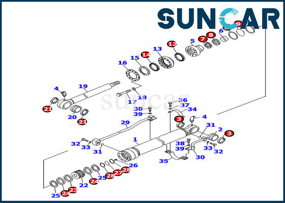 707-99-24740 Zestaw uszczelek do części wewnętrznych cylindra łyżki Pasuje do zestawów naprawczych do koparek Komatsu PC130F-7