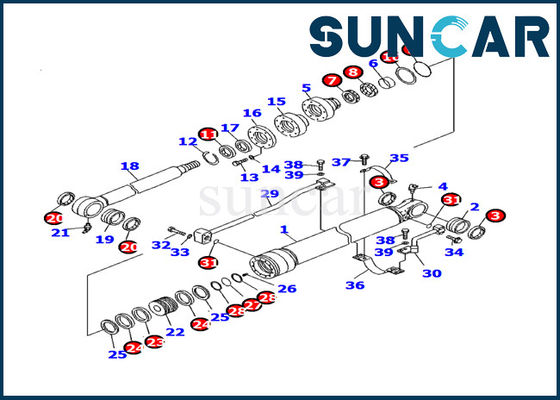 707-99-27590 Zestaw uszczelek cylindra łyżki koparki Pasuje do modeli części wewnętrznych Komatsu PC130F-7