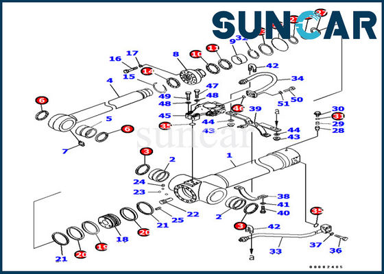 707-99-38440 7079938440 Zestaw uszczelek siłownika ramienia PC138US-8 Zestaw serwisowy CYL do koparki Komatsu