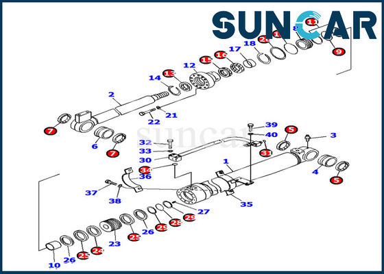 707-99-38450 Zestaw uszczelniający cylindra wysięgnika Komatsu PC138US-8 Zestawy zamienne do koparek