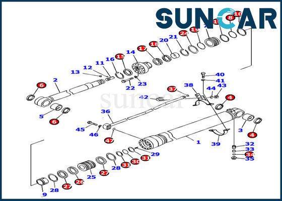 707-99-38780 Zestaw uszczelniający siłownik ramienia Komatsu PC138US-8 Zestaw naprawczy uszczelki Wymiana koparki
