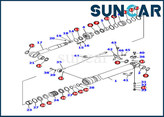 Komatsu 707-99-45180 Zestaw uszczelek siłownika ramienia PC130F-7 Części wewnętrzne koparki Wymiana zestawu serwisowego