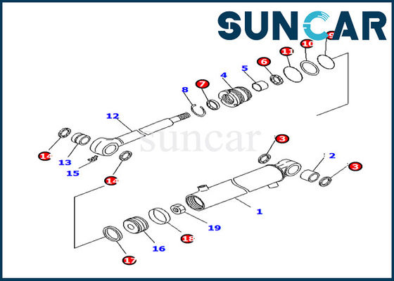 707-98-11220 Zestaw uszczelek cylindra wysięgnika Komatsu PC14R-3 Zestaw naprawczy siłownika hydraulicznego