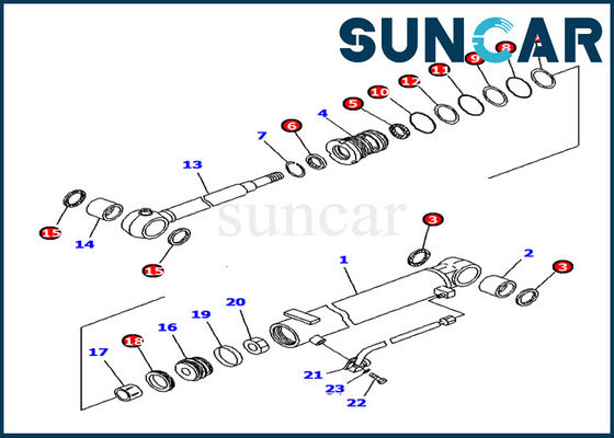 707-98-12380 Zestaw uszczelek cylindra wysięgnika Części wewnętrzne cylindra hydraulicznego Zestaw serwisowy modelu Komatsu PC15MR-1