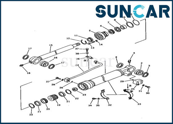 707-98-37110 Zestaw uszczelniający cylindra hydraulicznego Komatsu PC150-5 Części wewnętrzne Zestaw serwisowy cylindra łyżki