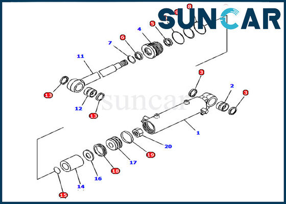 Zestaw serwisowy cylindra ostrza 707-98-12660 Zestaw uszczelek cylindra hydraulicznego Koparka Komatsu PC15R-8