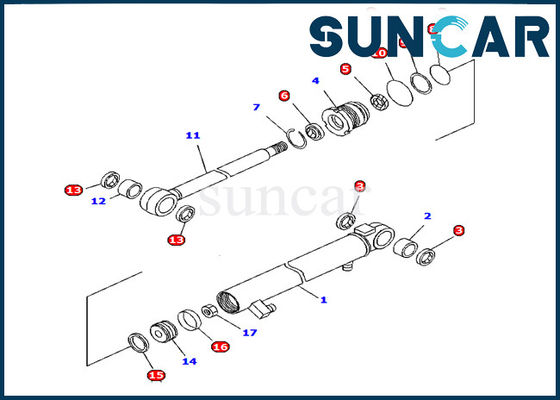 Zestaw serwisowy Komatsu 707-98-13960 Zestawy uszczelek cylindra ramienia odpornego na olej Koparka PC15R-8