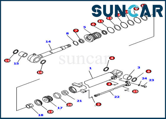 707-98-12390 Zestaw uszczelniający Komatsu PC16R-3 Zestaw naprawczy uszczelki cylindra Wymiana zestawu do modelu koparki