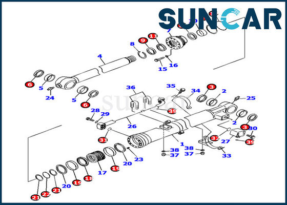 Części zamienne 707-99-37290 Zestaw uszczelek cylindra łyżki PC160LC-7 Zestaw uszczelek hydraulicznych Komatsu